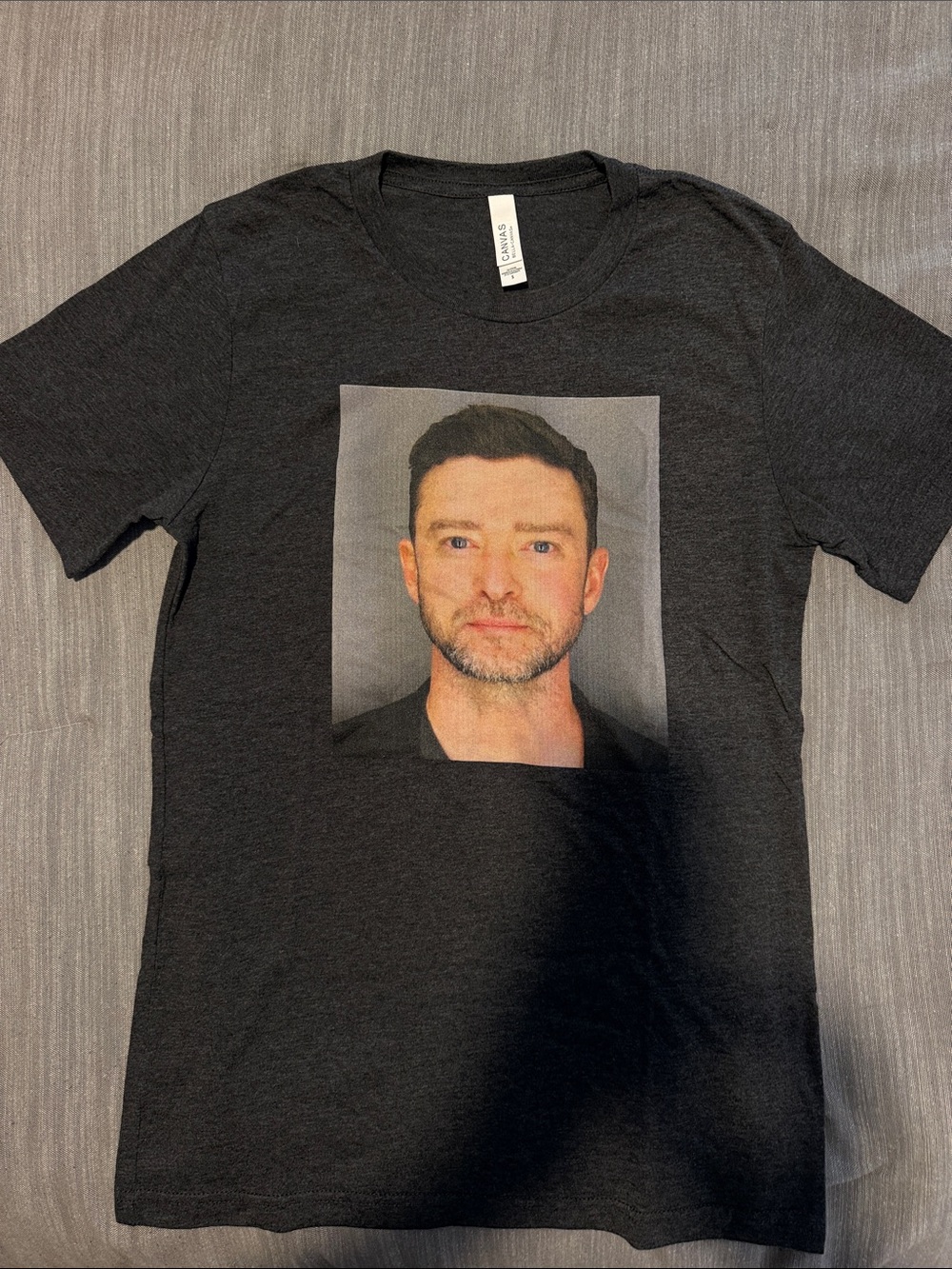 Men's Charcoal Justin Timberlake Graphic Crewneck T-Shirt - Dark Gray